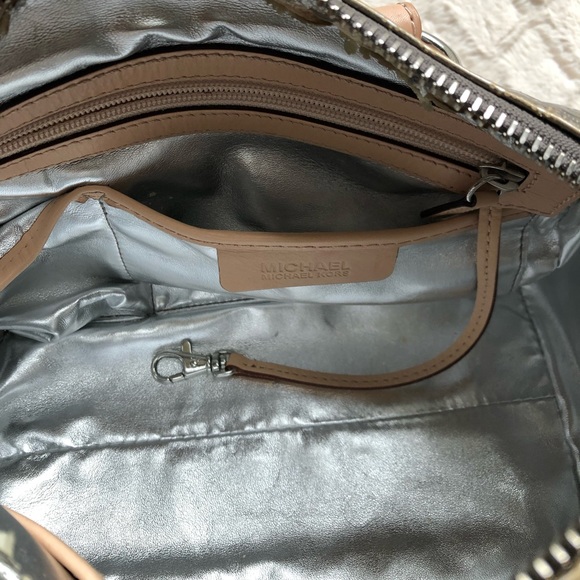 MICHAEL KORS Grayson Metallic Monogram Satchel - Picture 6 of 8